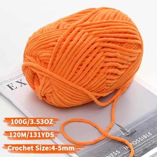 Image of Chenille Yarn for Crocheting, Size 5 Bulky,Milky White | 100g /131yds Soft Chunky Velvet Yarn for Crochet and Knitting,Fluffy Baby Yarn for Amigurumi,Blankets and DIY Crafts.