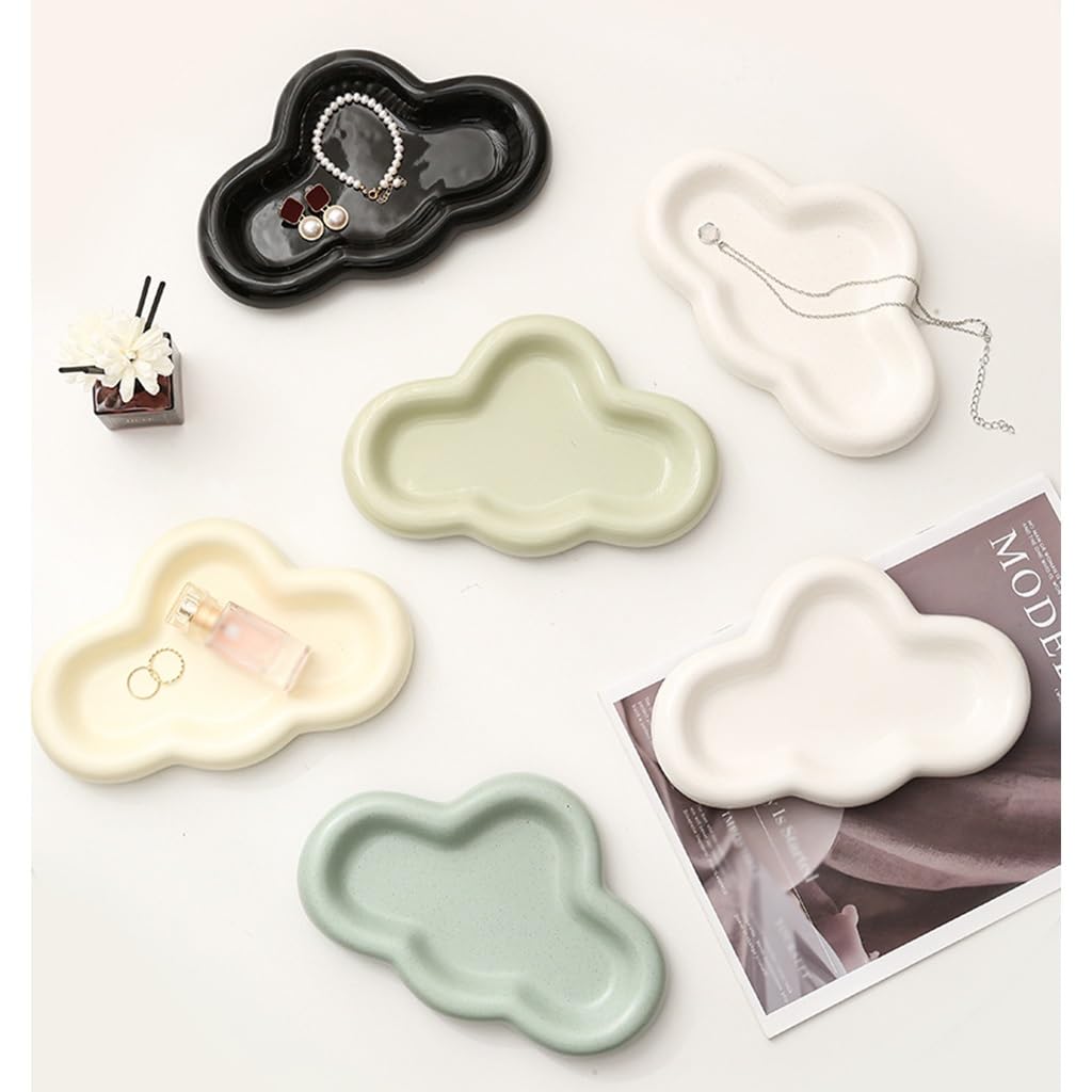 Generico Bandeja de cerámica para Mesa de Centro, decoración Estilo Nube, Bandeja organizadora de Joyas, Bandeja para Llaves, Bandeja para Entrada, Escritorio, joyería, Almacenamiento, Deco