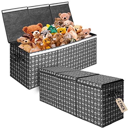 Joyrasic 2 Pack Large Toy Box Chest With Lid, Collapsible Sturdy Toy Storage Organizer Boxes Bins Baskets For Nursery Room, Playroom, Bedroom, Closet (Arrow) #TOP1
