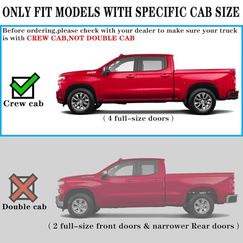 COMNOVA 6" Running Boards Compatible with 07-18 Chevy Silverado/GMC Sierra 1500 Crew Cab; 07-19 2500 3500HD. Running Boards for Silverado Crew Cab(Including in 8 Brackets with Plastic Covers)