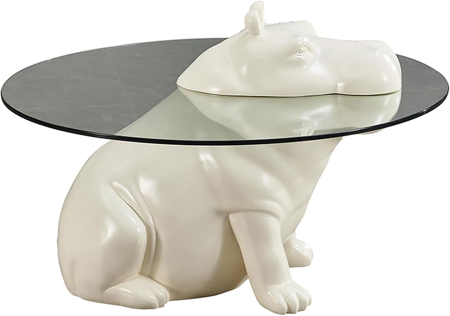 Black Personalized Hippo Coffee Table Creative Design Minimalist Animal Shape