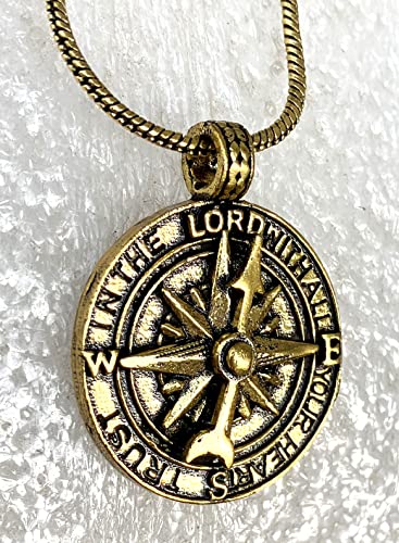 Christian Pendant Religious Necklace - Trust In The Lord With All Your Heart | Bible Verse Embossed Locket With Chain Catholic Gift For Men & Women (Antique Gold) #TOP3