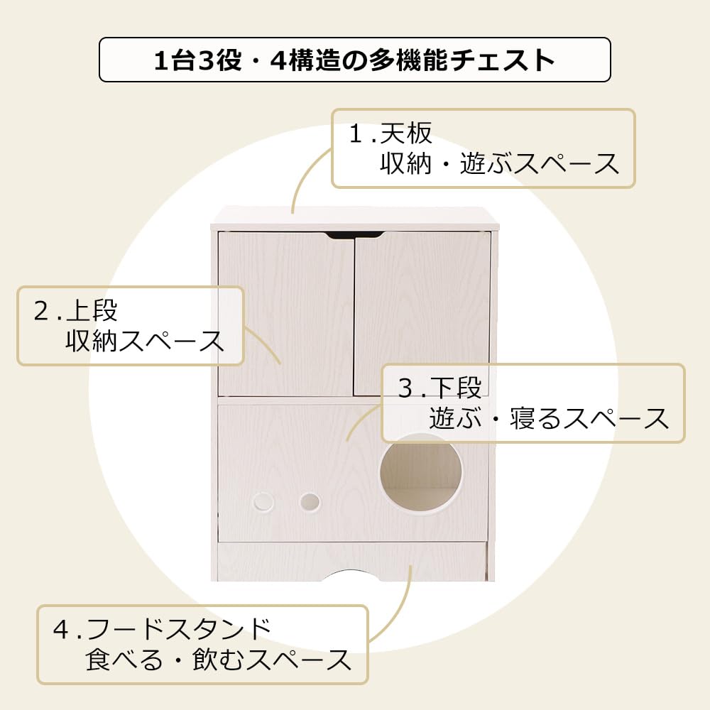 Amazon.co.jp: ヤマソロ チェスト フードスタンド付き 収納 猫 犬