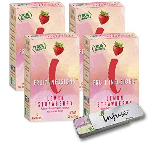 True Lemon (FRUIT INFUSIONS): LEMON STRAWBERRY 4pk | 0 Calories, 0 Sugar, Non-GMO