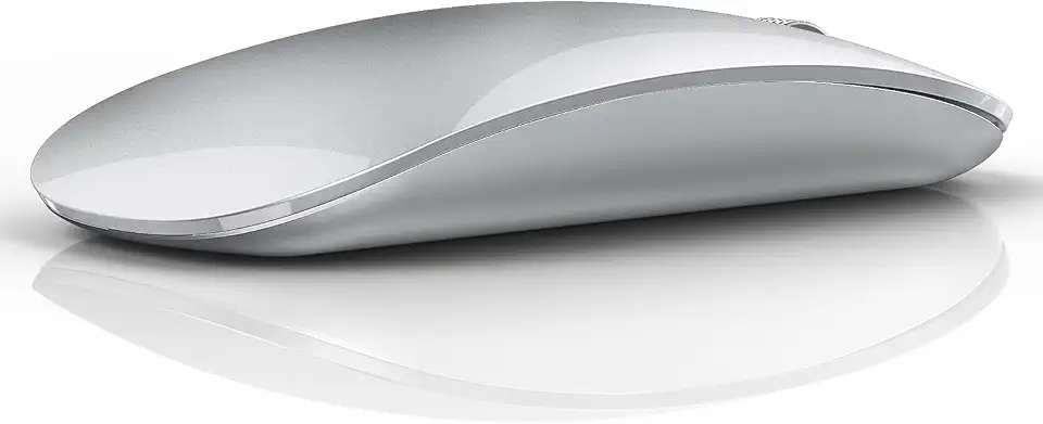 Bluetooth Mouse, Rechargeable Wireless Mouse, Silent Tri-Mode Wireless Mouse (Dual Bluetooth 5.1 + 2.4 GHz) with USB Receiver for Laptop/iPad/PC/Mac, (Silver)