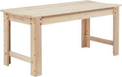 Miniatura 8 de VINGLI Banco de madera para exteriores, banco de 48 pulgadas para exteriores, banco de madera para patio, banco de jardín, banco sin espalda para