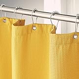 AmazerBath Waffle Shower Curtain, Mustard Yellow Fabric Shower Curtain with Waffle Weave Heavy Duty Hotel Quality, 72 x 72 Inches