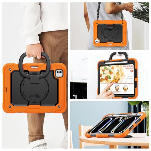 Étui robuste iPad Pro 11 M4 2024 couverture complète avec support rotatif et poignée