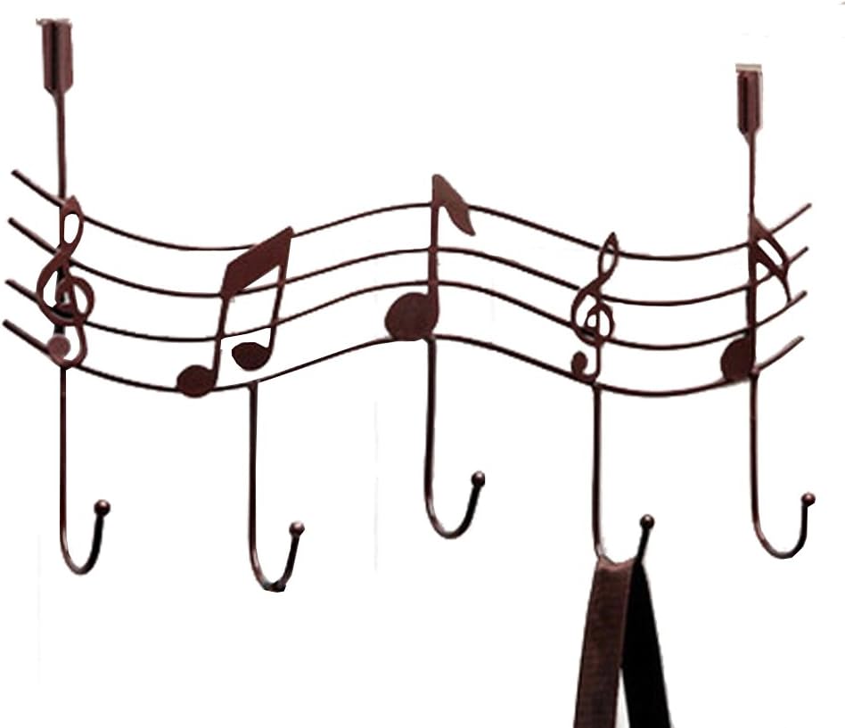 AM MARCH Over The Door 5 Hooks Organizer Rack for Bedroom /Living Room /Kitchen /Office/ Bathroom Door (Piano Bronze)