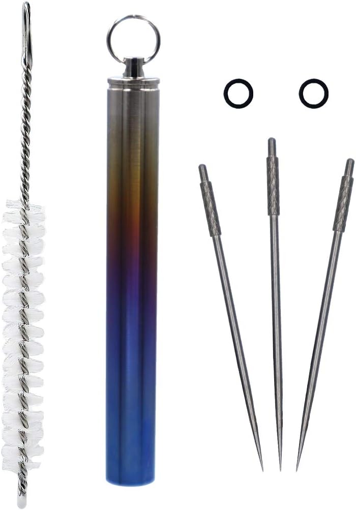 Atous Titanium Toothpick Holder with Three Toothpicks Fruit Fork Box Multi