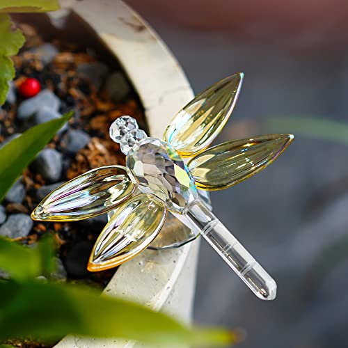 H&D Hyaline & Dora Crystal Dragonfly Figurine Christmas Decorative Yellow Glass Home Decor Ornaments Collectible Paperweight Gift #TOP4