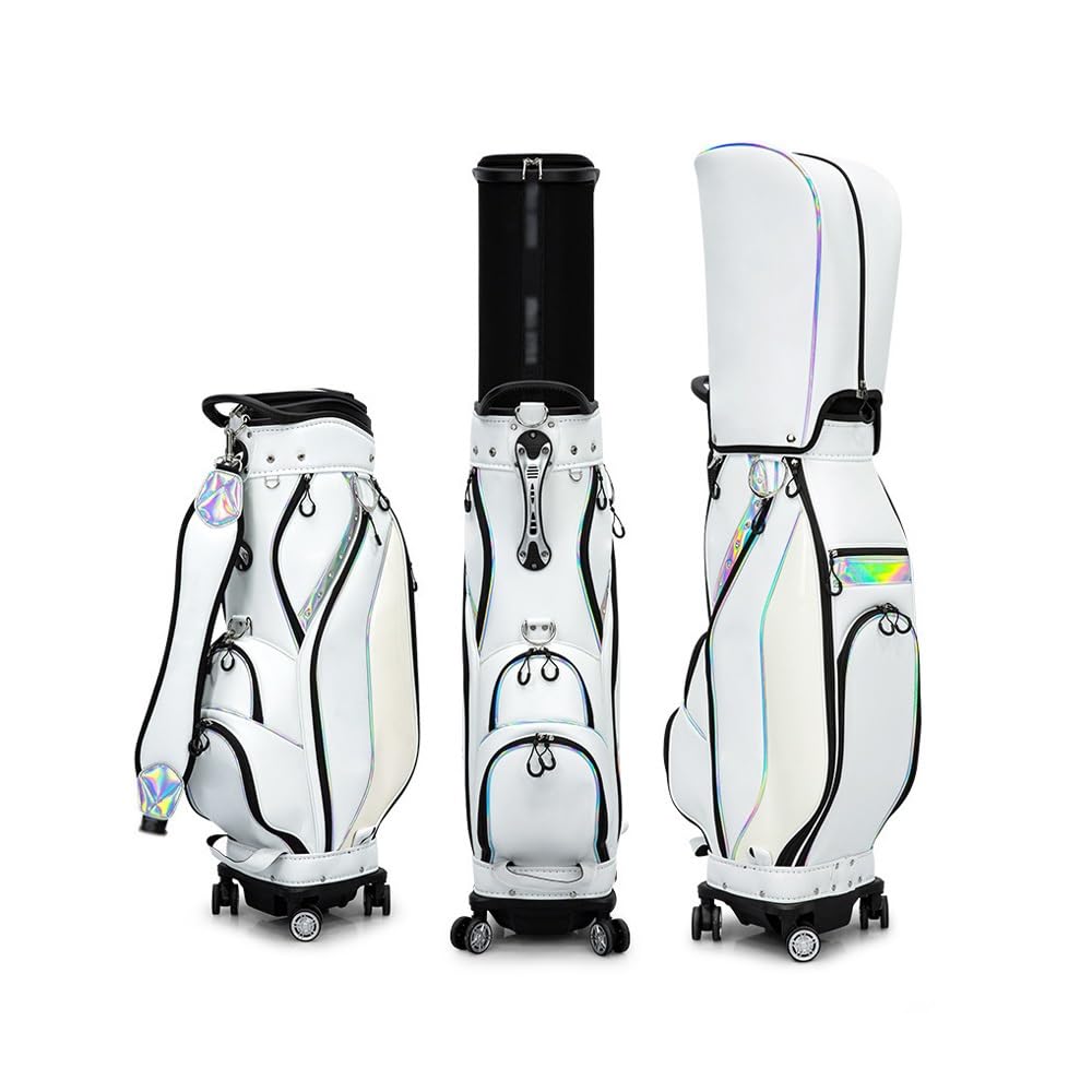 Torba golfowa dla mężczyzn i kobiet, chowana torba na kije golfowe z kółkami, przenośna torba golfowa, łatwa do przenoszenia(Black)