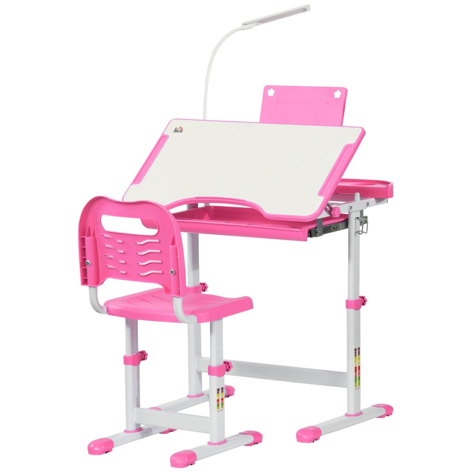 IRIS Height Adjustable Kids Desk and Chair Set – Study Table with Tilted Desktop, Spacious Storage Drawer, Bookstand & Touch LED Lamp for School Students-image-38