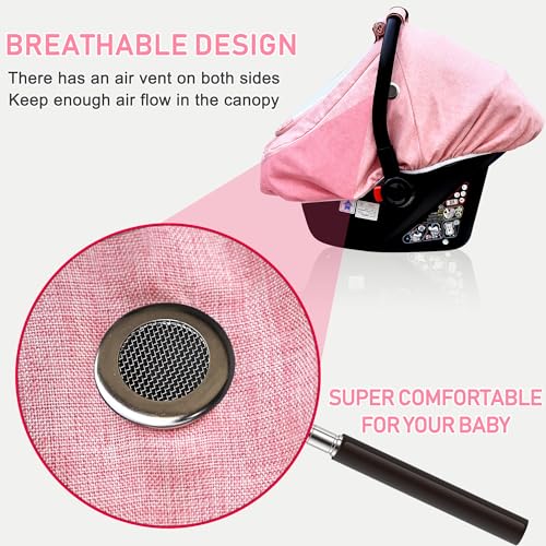 Image of Waterproof Baby Car Seat Cover，YVMVDV Patented Pink Cold Weather Carseat Cover for Babies,Infant Car Seat Cover Canopy for Girls, Windproof Car Seat Canopy for Girls, Keeps Babies Warm and Cozy