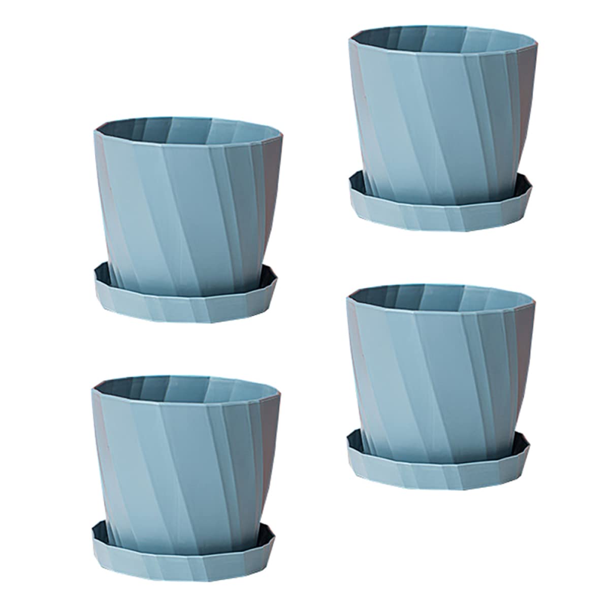 Alipis Vaso per Piante Grasse in Plastica Pp Blu, 4 Pezzi con Vassoio, Design Semplice per Casa e Decorazione Esterna, Lunga Durata