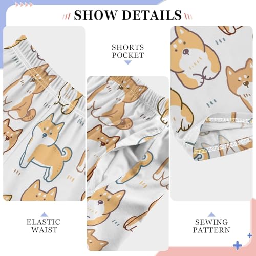 Corgi Dog Pattern Boys Long Pants Soft Trousers Elastic Waist Kids Lounge Bottoms with Pockets S-XL4