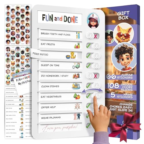 Image of Chores Chart for Kids, Chore Board Visual Schedule Checklist, Chore List | Daily, Weekly & Monthly Magnetic Chore Chart with Stickers, Home Routine Board, Behaviour Chart for Kids with ADHD & Autism
