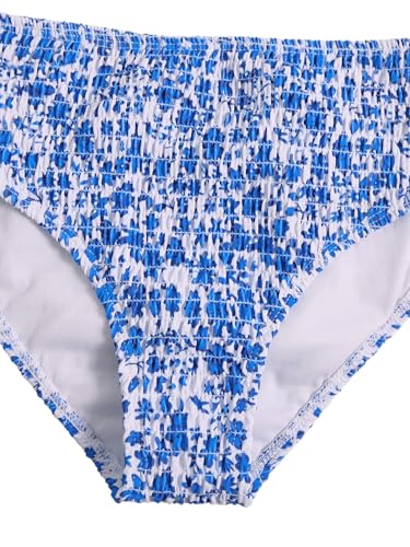 Image of RoseSeek Girl's Tie Dye Smocked 2 Piece Swimwear Sets Backless Halter Bikini Cute Brief Bathing Suit