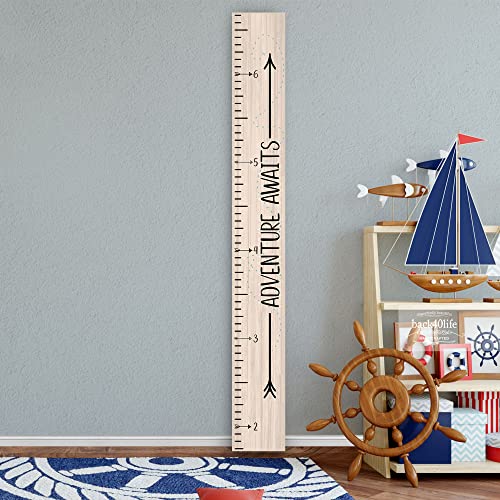 Image of Back40Life Wooden Kids Growth Chart Ruler for Boys and Girls (Adventure Awaits) (Naked Birch)
