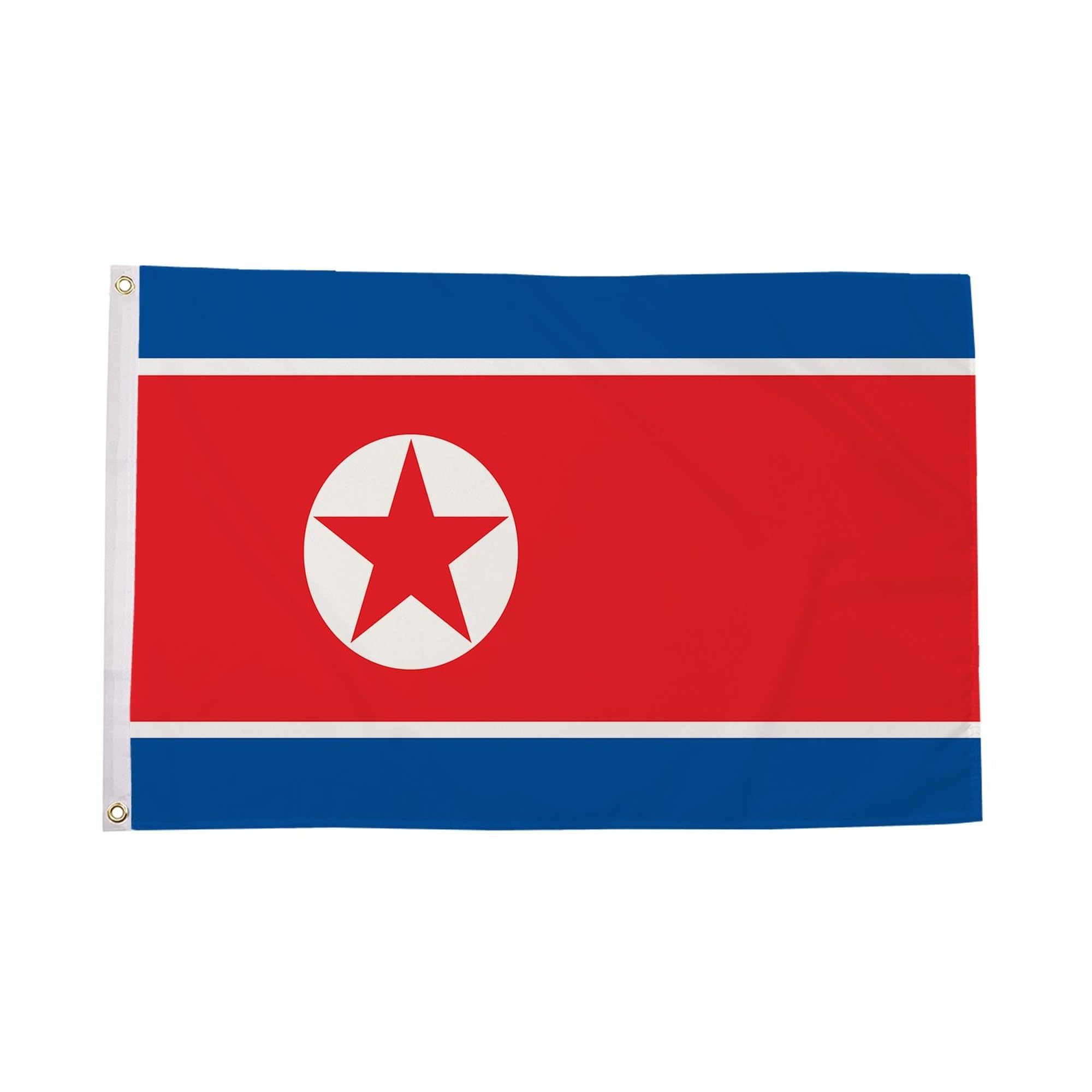 Flagtex North Korea Large Flag 8ft x 5ft Premium DPRK National Flag Blue Red White Red Star Fade Resistant Polyester Double Stitched Reinforced 240cm x 150cm Outdoor Banner Display