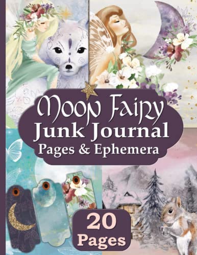 Moon Fairy Junk Journal Pages and Ephemera: Kit Includes 20 Forest Collage Papers For Collage and Scrapbooking image 2