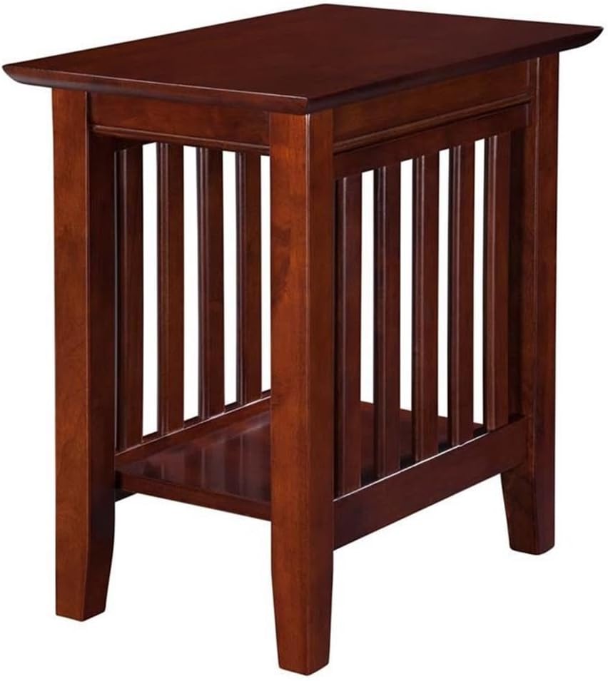 Pemberly Row Solid Wood Chair Side Table, Walnut Finish, 22" H x 14" W x 22" D, Mission Style End Table for Living Room, Bedroom, or College Dorm, Compact Design with Sturdy Legs