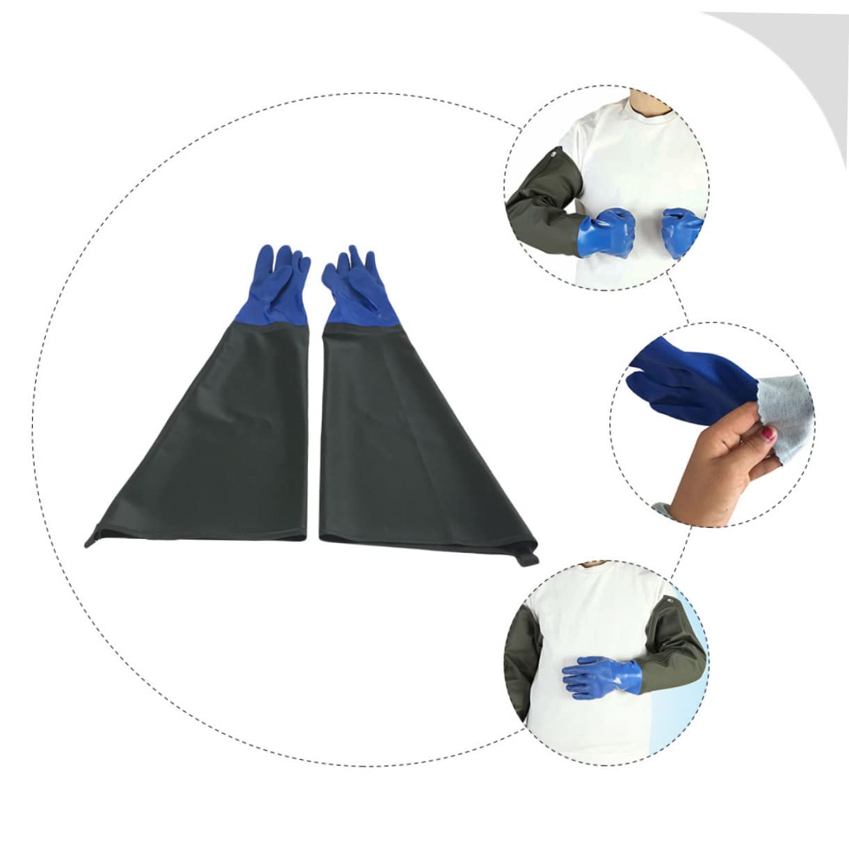 Guantes de Goma Industriales Resistentes al Agua Reutilizables de PVC Diseño Antideslizante para Pesca y Limpieza Protección Ácidos y Aceites Único