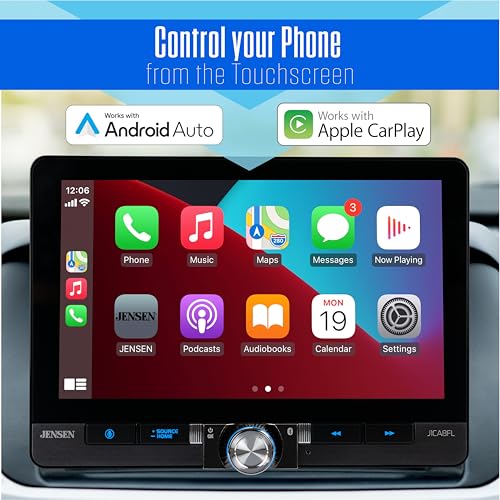 Jensen J1CA8FL 8-inch Certified Apple CarPlay Android Auto Wired or Wireless | Single DIN and Double DIN Touchscreen Car Stereo Radio | Bluetooth | Front and Rear Camera Inputs | USB Playback & Charge - Thumbnail 2