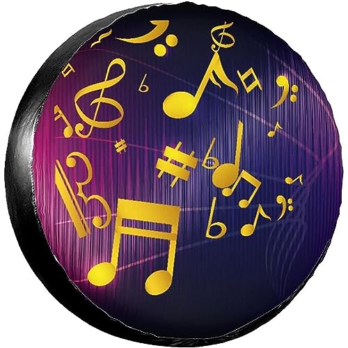 747 Fundas De Rueda Icono De Sonido De Nota Musical Elástico Rueda De Repuesto Impermeable Cubierta De Neumático para Camionetas Remolques SUV 14inch