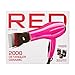 RED by KISS 2000 Ceramic Hair Dryer, Professional Salon Blow Dryer, 2 Detangler Pik Attachments, Tourmaline Technology, 3 Heat Settings, Easy Storage Loop (Pink)