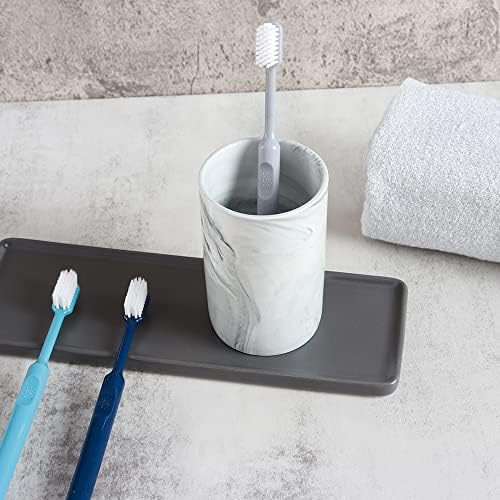 wongwongcat Ceramiczny uchwyt na szczoteczki do zębów 300 ml, wzór marmurowy kubek na szczoteczki do zębów, kubek do picia (szary)