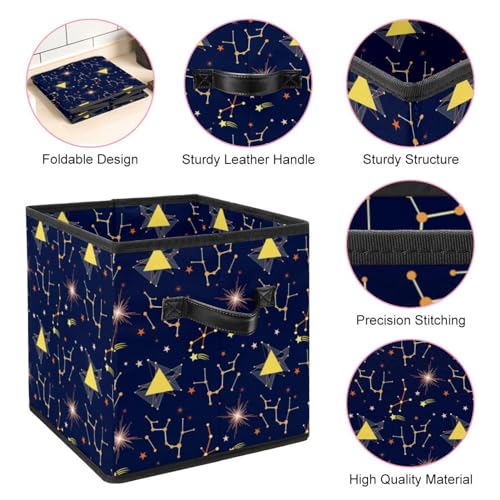 Cube de rangement tissu motif constellation pour placard propre et ordonné