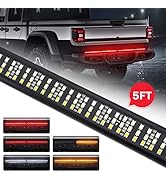 SUPAREE 5FT LED Triple Tailgate Light Bar Plug-and-Play with 4-Way Flat Connector Wire - Amber Se...