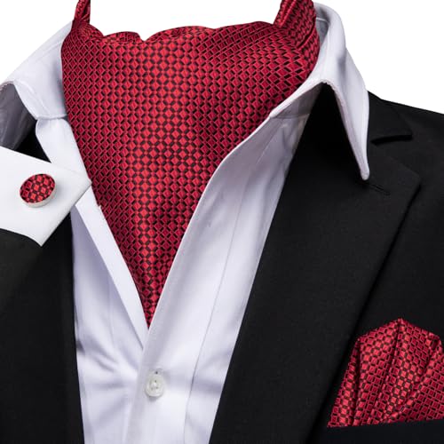 Image of Dubulle Paisley Floral Ascot for Men Self Tie Mens Cravat and Pocket Square Cufflinks Wedding
