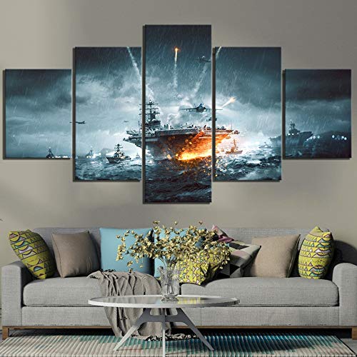 Peintures murales de navire de guerre en toile canvas premium