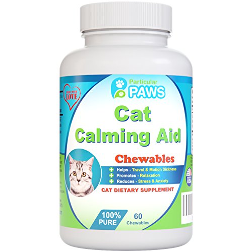Particular Paws Cat Calming Aid - Passion Flower, Hops Flower Extract, Dextrose, Brewers Yeast, Calcium, Magnesium, Vitamin B6-60 Chewables
