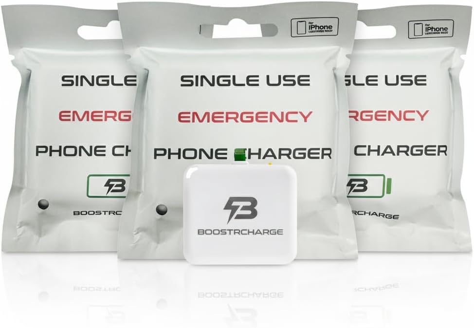 3-Pack Single-Use Emergency Phone Charger | Dead Phone? Just Plug in — No Cables Needed | Lightning | Pre-Charged | TSA-Approved
