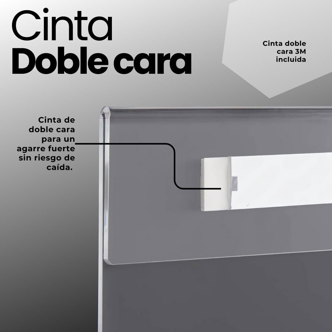 Expositor metacrilato A4 de pared, pack 3 unidades, soporte acrílico para carteles A4 con cinta doble cara, porta documentos, marco de acrílico, portafolios transparente.