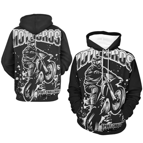 Sweatshirt motocross unisexe avec capuche manches longues pull sport taille S