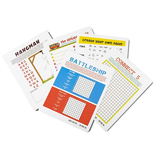 Road Trip Travel Games Activities - Dry Erase Countdown Cards Map Reusable Markers Car Games On The Go For Family Kids Teen Girls Boys License Plate Hangman Tic Tac Toe Dots Battleship Airplane #TOP7