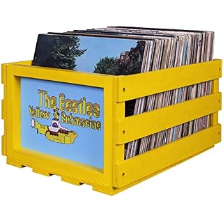 Crosley AC1004A-MA Caisse de rangement pour disques pouvant contenir jusqu’à 75 albums The Beatles Yellow Submarine - Les Beatles, Paul McCartney, John Lennon, RIngo Starr, George Harrison