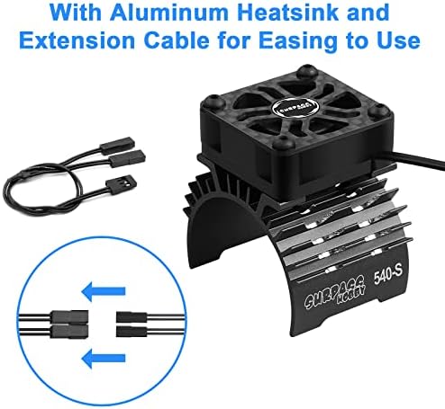 ARRAROWN RC Cooling Fans 28000rpm 30mm Motor Fan with Metal Heatsink 3650 3660 540 550 Brushless Motor Replacement Parts for 1/10 RC Car Diameter 36-38mm Brushless Motor — view 5