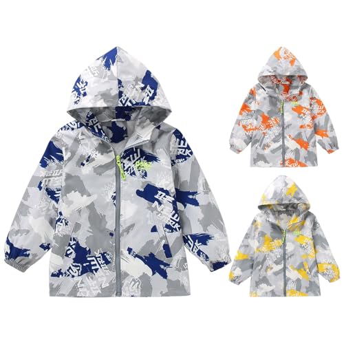 Teen Boys Girls Waterproof Raincoat Jacket Lightweight Fall Winter Outdoor Windbreaker Hooded Zip Warm Casual School