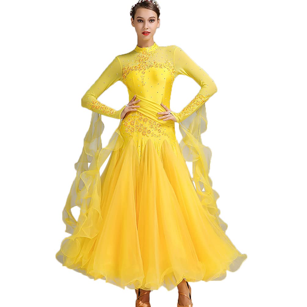 Abiti da Ballo Standard Nazionali per Donne Moderno Competizione Vestito Sala da Ballo Gonna Elastica Prestazioni del Valzer Tango Costumi Grande Swing Tulle