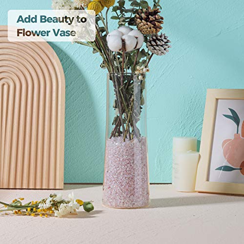 Image of T4U Tumbled Chips Stones Crushed Crystal Quartz 1 LB, Irregular Shaped Gravel Pebble Healing Stone, DIY Smoothed Rocks for Potted Plant,Resin Art,Vase Fillers Aquarium Gravel Rocks (Light Rose)