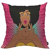 Yibeas Wow Pop Art Face Throw Pillow Covers 18 x 18 inch Sexy African Woman Lips Like Kiss and Shows