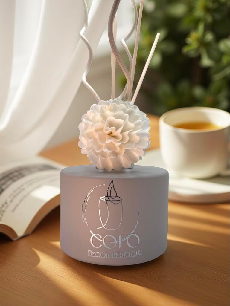 Chamomile Tea Reed Diffuser 6.8 fl oz – Calming Natural Scent with Cream Sola Flower – Matte Glass Jar Aromatherapy Diffuser – Minimalist Home Fragrance & Gift for Relaxation - Image 2