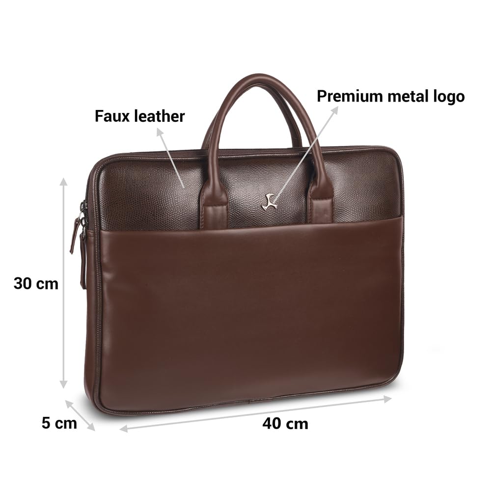Mochi Unisex Faux Leather Laptop Bag With Premium Metal Logo And Multiple Compartments — Amazon image 3