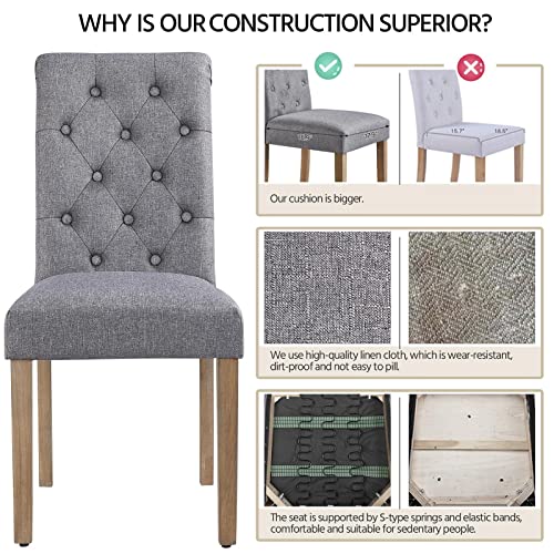 Yaheetech 6Pcs Dining Chairs Button Tufted Parsons Diner Chairs Upholstered Fabric Dining Room Chairs With Solid Wood Legs And Padded Seat For Kitchen Lounge Restaurant, Dark Gray #TOP4