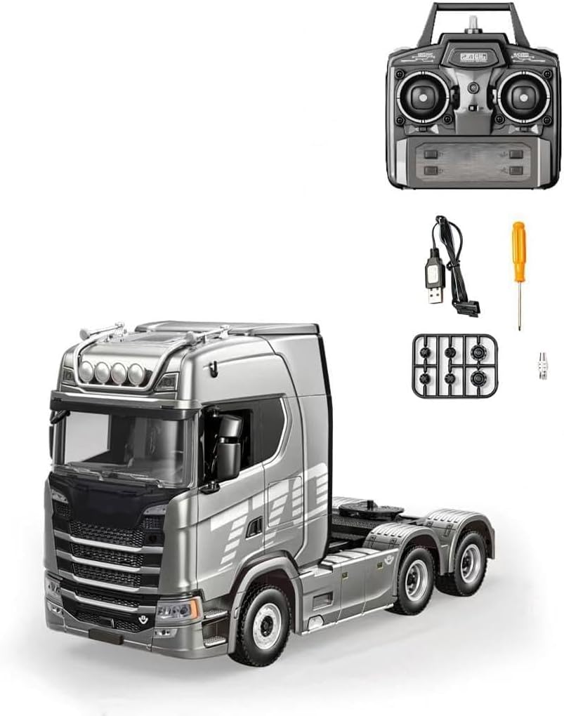 1/18 Semi-Trailer Flatbed for 1/18 770S Heavy Duty Tractor RC Semi Truck, Semi-Truck Flatbed Engineering Construction Vehicle, Indoor Outdoor Toy Decor Birthday Gift